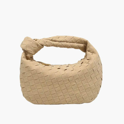 Ruibron – Women's Mini Suede Shoulder Bag with Woven Knot Design