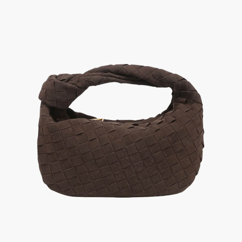 Ruibron – Women's Mini Suede Shoulder Bag with Woven Knot Design