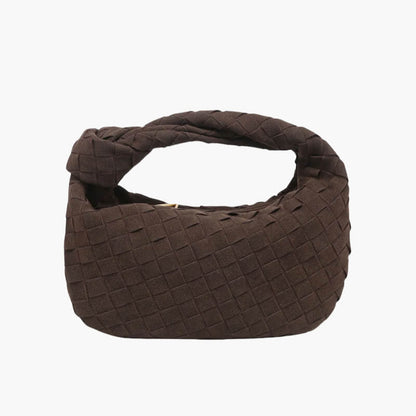 Ruibron – Women's Mini Suede Shoulder Bag with Woven Knot Design