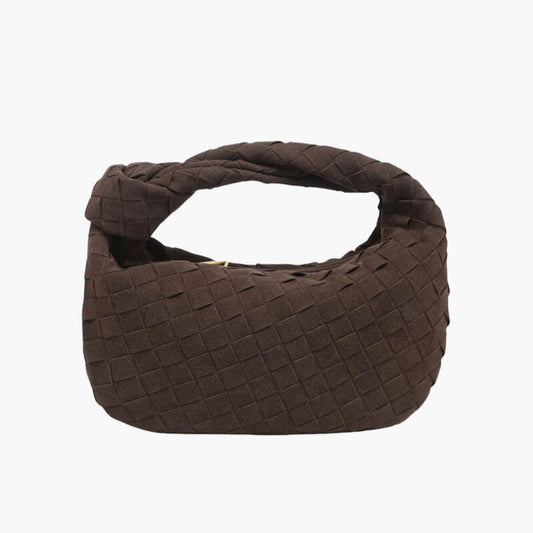 Ruibron – Women's Mini Suede Shoulder Bag with Woven Knot Design